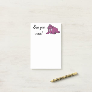 Niedlicher Lila Walrus Cartoon, freundliche Ozeann Post-it Klebezettel