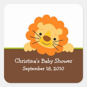 Niedlicher Lion Baby Shower Square Sticker! Quadratischer Aufkleber
