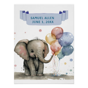 Niedlicher LIttle Elephant mit Balloons-Kindergebu Poster