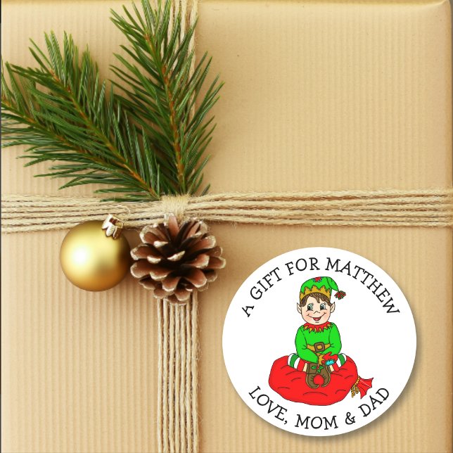 Niedlicher Little Elf zu und von der Geschenkmarke Runder Aufkleber (Von Creator hochgeladen)