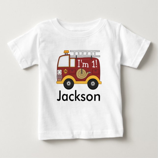 Niedlicher LKW-Kindergeburtstag Personalisiert Baby T-shirt (Vorderseite)