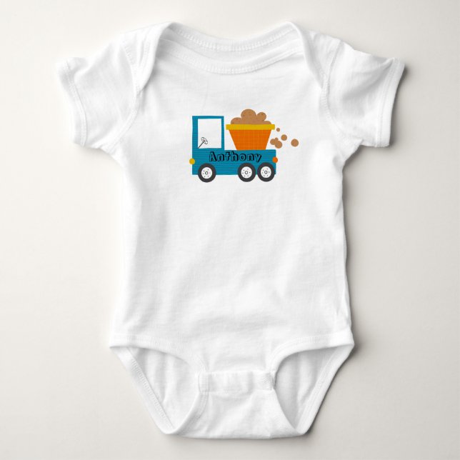 Niedlicher LKW Name Baby Boy Strampler (Vorderseite)