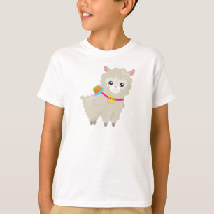 Niedlicher Llama, Alpaca, kleiner Llama, Llama mit T-Shirt
