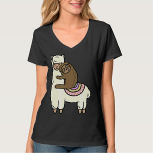 Niedlicher Llama Alpaca mit Sloth T-Shirt