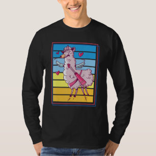 Niedlicher Llama Alpaca Romantischer Vintager Retr T-Shirt