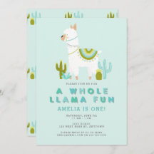 Niedlicher Llama Fun Aqua Erste Geburtstagsparty