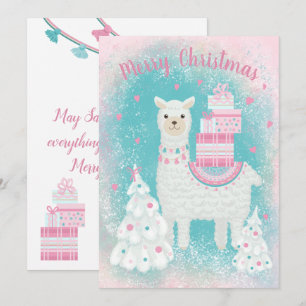 Niedlicher Llama mit Weihnachtsgeschenken