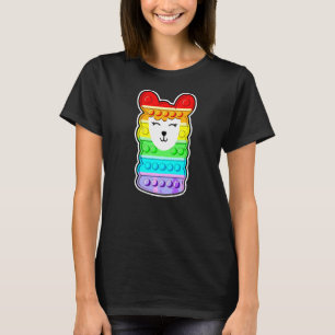 Niedlicher Llama Pop Es Regenbogen farbiger Pop Es T-Shirt