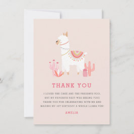 Niedlicher Llama Spaß Rosa erster Geburtstag Dankeskarte