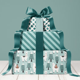 Niedlicher Llama Weihnachten Geschenkpapier Set