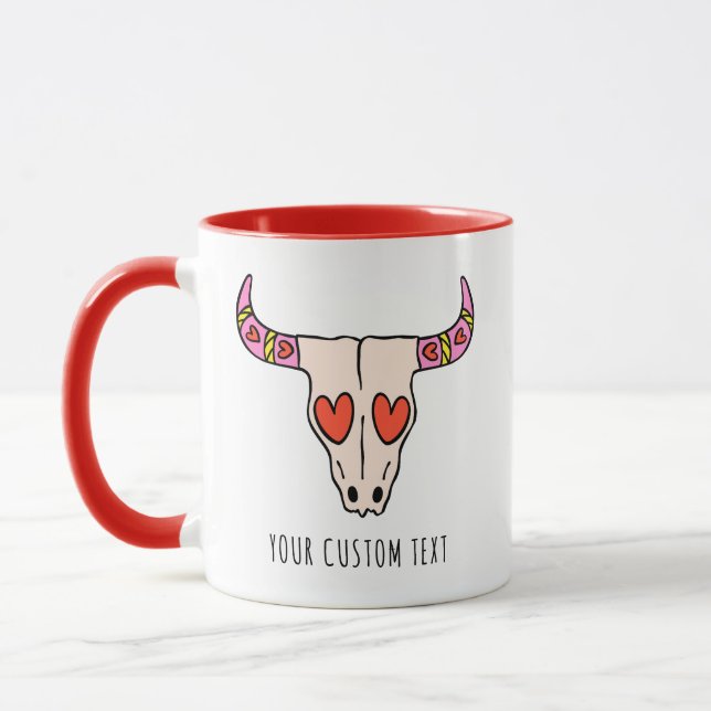 Niedlicher Longhorn Skull Personalisierter Valenti Tasse (Links)