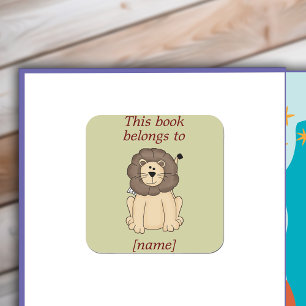 Niedlicher Löwe dieses Buch gehört zum Buchsticker Quadratischer Aufkleber