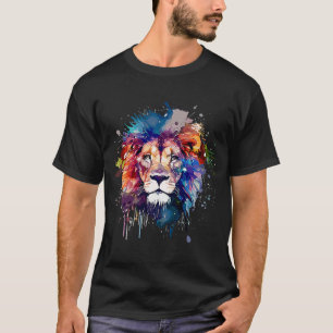 Niedlicher Löwe für wild lebende Tiere in Regenbog T-Shirt