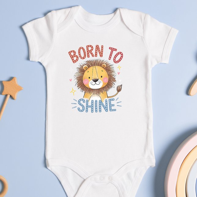 Niedlicher Löwe "Geboren zu Shine" Baby Strampler (Von Creator hochgeladen)