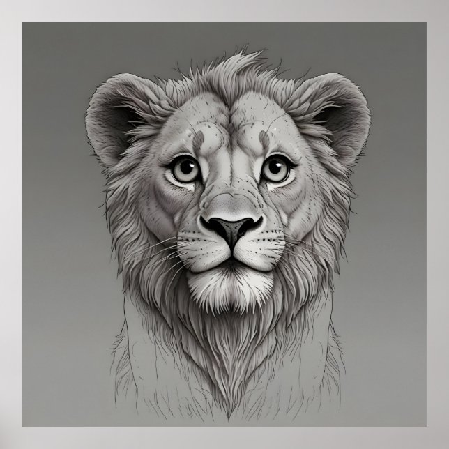 niedlicher Löwe mit großen Augen Poster (Vorne)