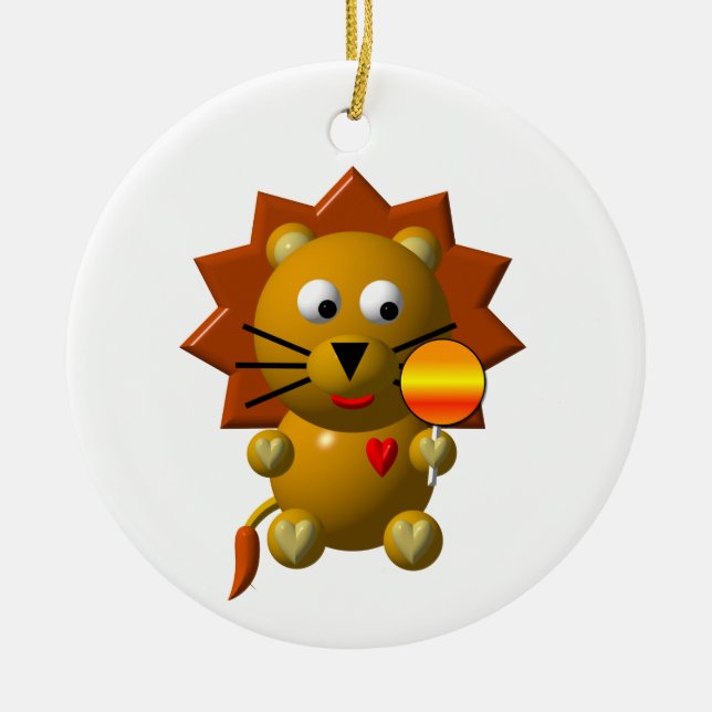 Niedlicher Löwe mit Lutscher! Keramikornament (Vorne)