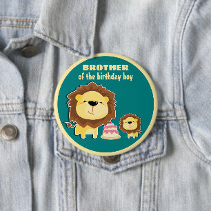 Niedlicher Löwe und Baby Cub Kindergeburtstag Button