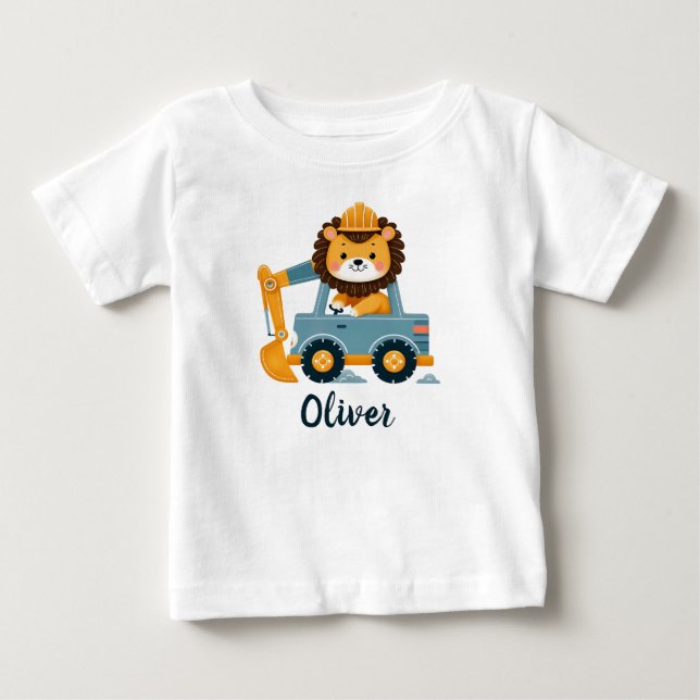 Niedlicher Löwenbagger Baby T-shirt (Vorderseite)