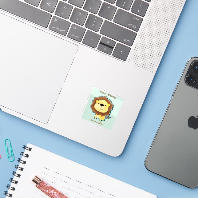 Niedlicher Löwenblutgeburt Aufkleber (Laptop mit iPhone)