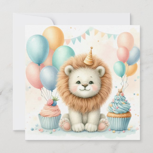 Niedlicher LöwenGeburtstag Karte (Vorderseite)