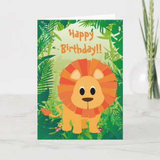 Niedlicher Löwenglückstag Geburtstag Karte