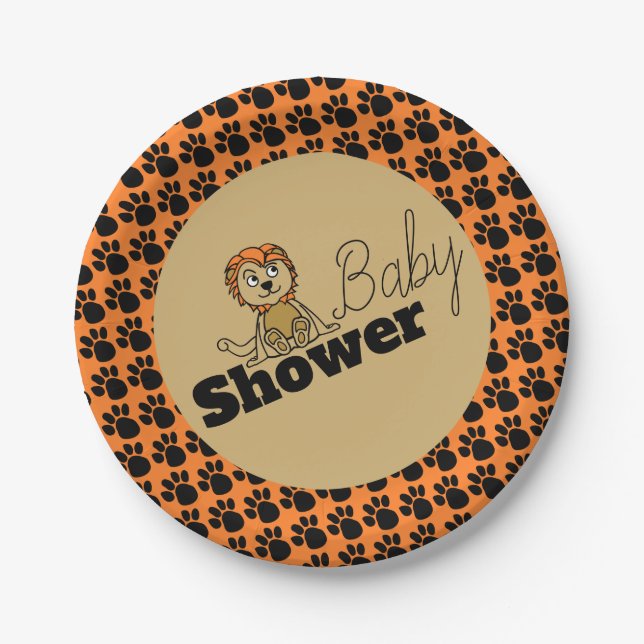 Niedlicher Löwengürtel, Babydusche Pappteller (Vorderseite)
