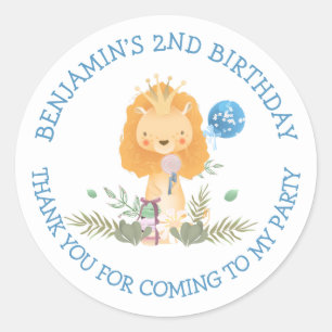 Niedlicher Löwenname Vielen Dank Junge 2. Geburtst Runder Aufkleber