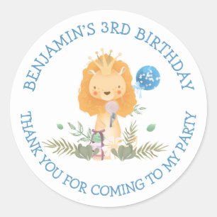 Niedlicher Löwenname Vielen Dank Junge 3. Geburtst Runder Aufkleber