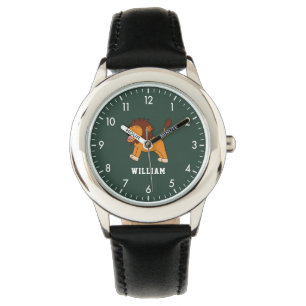 Niedlicher LöwenPersonalisierter Individuelle Name Armbanduhr
