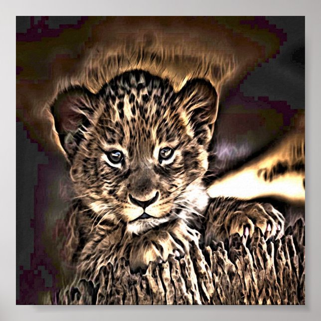 Niedlicher Löwenwürfel Poster (Vorne)