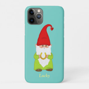 Niedlicher Lucky Gnome mit Horseshoe auf Aquamarin Case-Mate iPhone Hülle