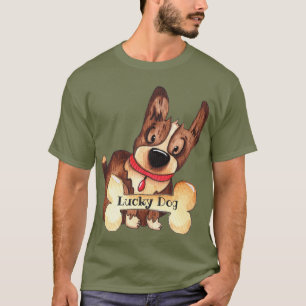 Niedlicher Lucky Hund mit Knochen individuell eins T-Shirt
