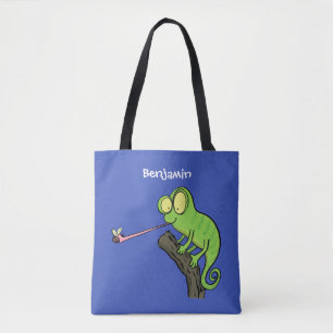 Niedlicher, lustig-grün-fröhlicher Chameleon-Carto