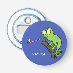 Niedlicher, lustig-grün-fröhlicher Chameleon-Carto Flaschenöffner