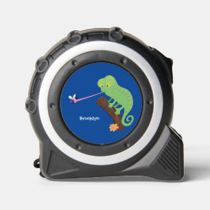 Niedlicher, lustig-grün-fröhlicher Chameleon-Carto Maßband