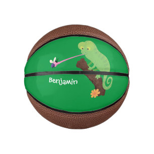 Niedlicher, lustig-grün-fröhlicher Chameleon-Carto Mini Basketball