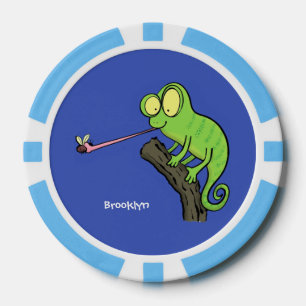 Niedlicher, lustig-grün-fröhlicher Chameleon-Carto Pokerchips