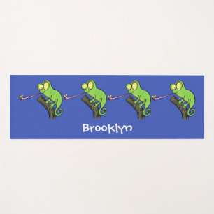 Niedlicher, lustig-grün-fröhlicher Chameleon-Carto Yogamatte