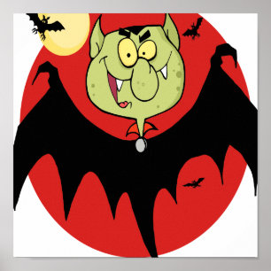 niedlicher, lustiger Cartoon-Vampir-Charakter Poster