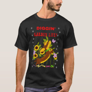Niedlicher Lustiger Casual Dachshund Gräbt Garten T-Shirt