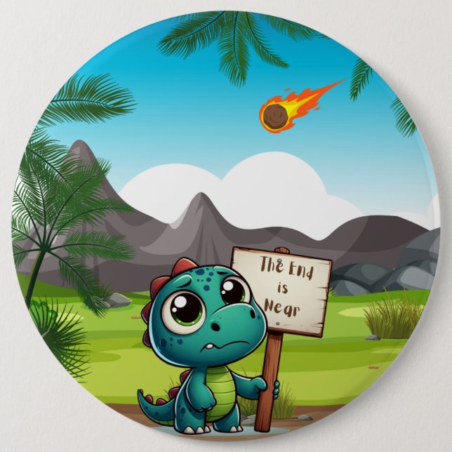 niedlicher, lustiger Dinosaurier Button (Vorderseite)