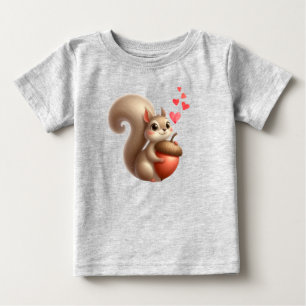 Niedlicher, lustiger Eichhörnchen-Valentinstag Baby T-shirt