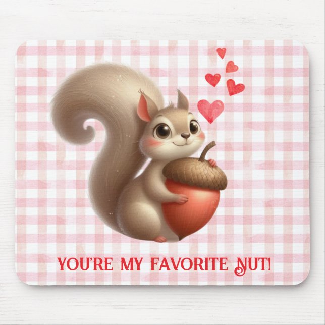 Niedlicher, lustiger Eichhörnchen-Valentinstag Mousepad (Vorne)