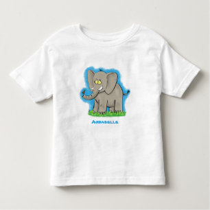 Niedlicher, lustiger Elefant mit Vogel auf Cartoon Kleinkind T-shirt