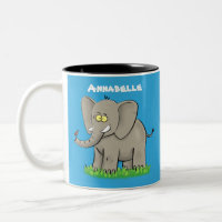 Niedlicher, lustiger Elefant mit Vogel auf Cartoon