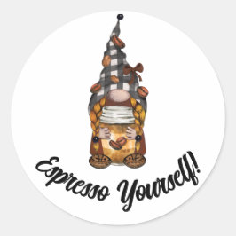 Niedlicher, lustiger Expresso-Kaffeeaufkleber Runder Aufkleber