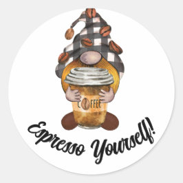 Niedlicher, lustiger Expresso-Kaffeeaufkleber Runder Aufkleber