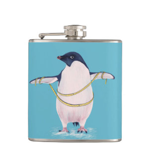 Niedlicher lustiger fetter Penguin auf Diät Flachmann