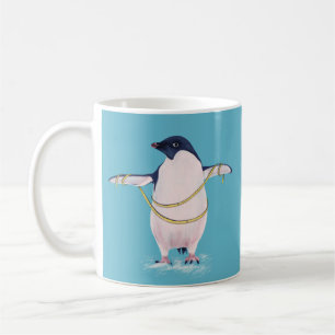 Niedlicher lustiger fetter Penguin auf Diät Kaffeetasse