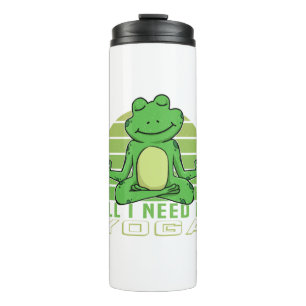 Niedlicher lustiger Frosch beim Yoga. lustige Yoga Thermosbecher